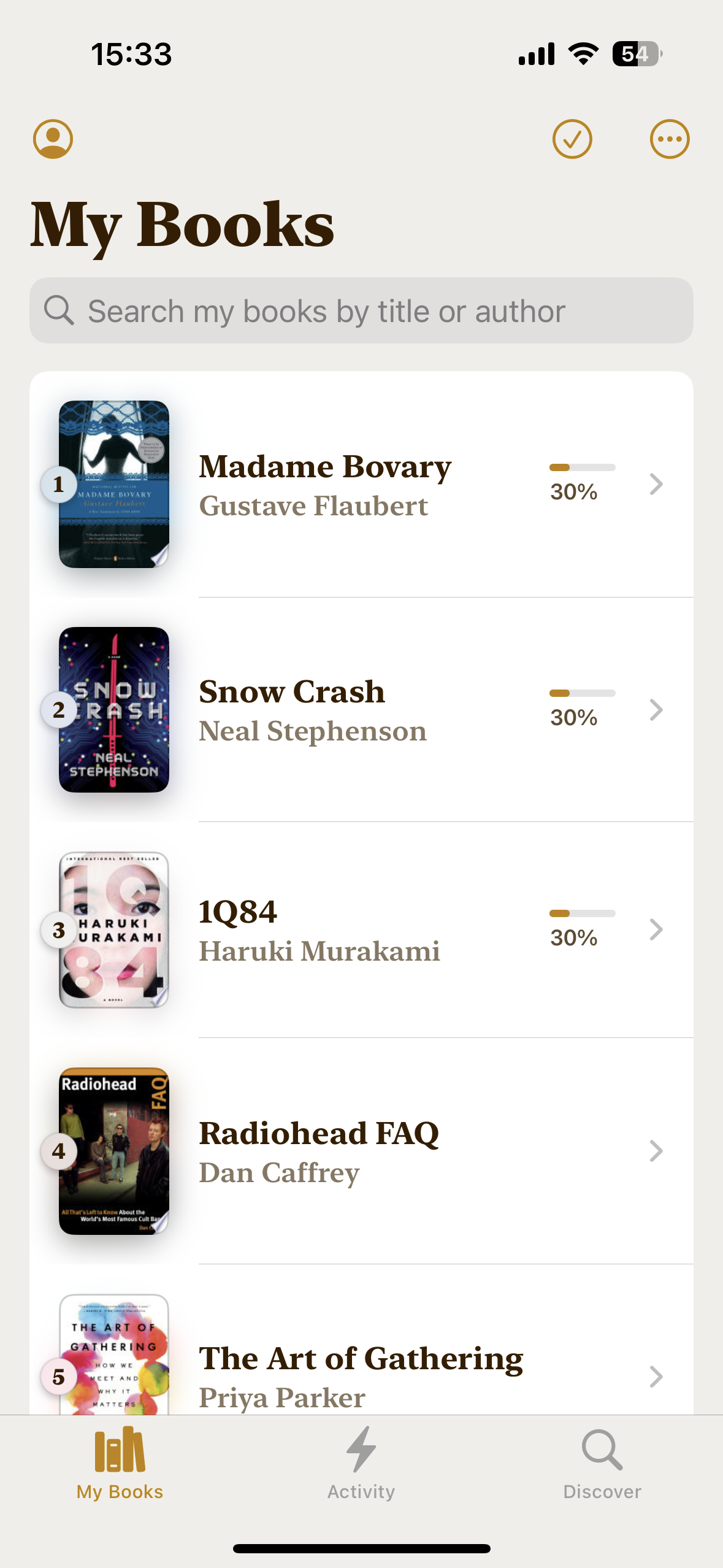 My Books View within Bookmark App